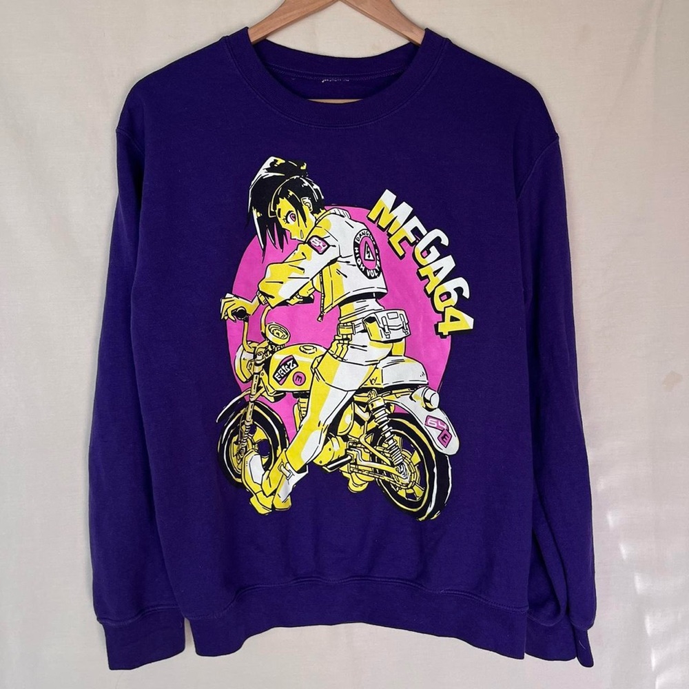 Mega64 motorcycle anime crewneck sweater